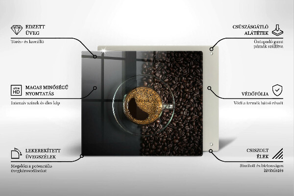 Sklenená doska na krájanie Káva a fazuľa