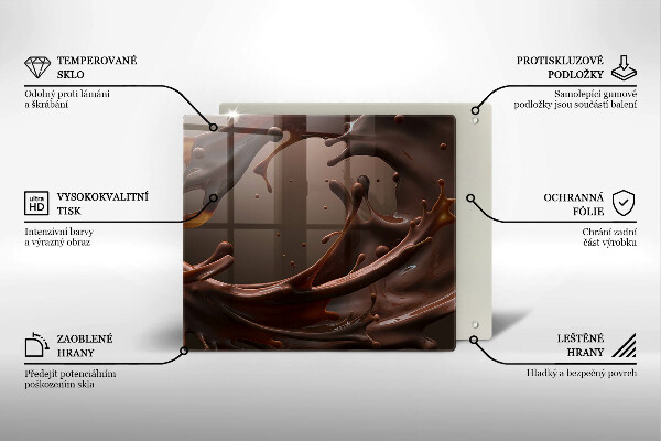 Sklenená doska na krájanie Tekutá čokoláda