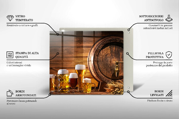 Sklenená doska na krájanie Sud piva