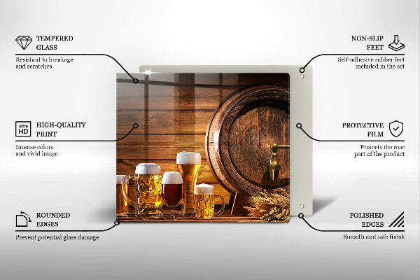 Sklenená doska na krájanie Sud piva