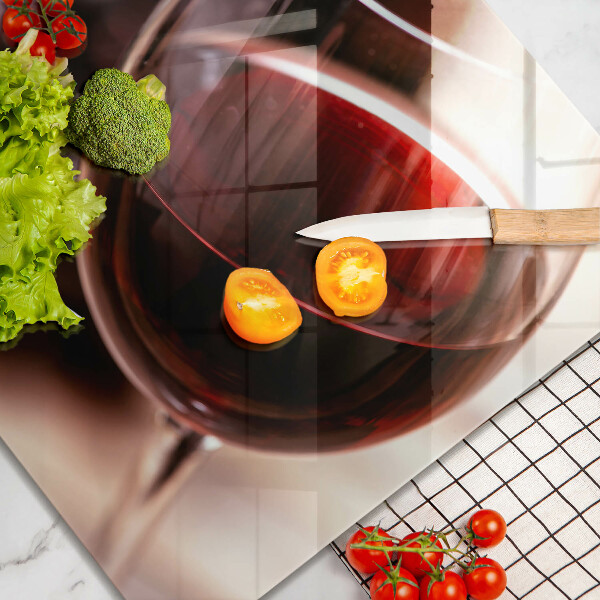 Sklenená doska na krájanie Pohárik červeného vína