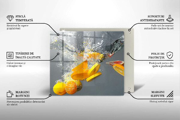 Sklenená doska na krájanie Citróny vo vode