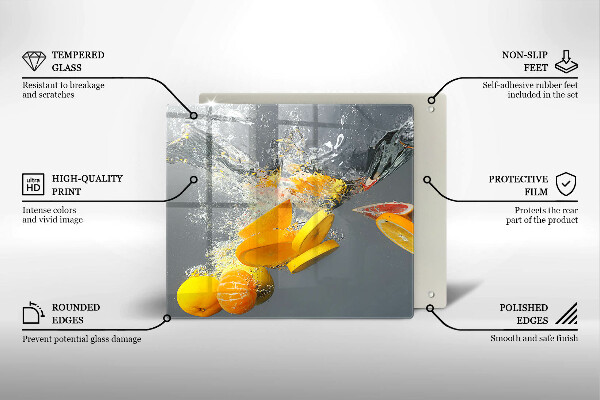 Sklenená doska na krájanie Citróny vo vode