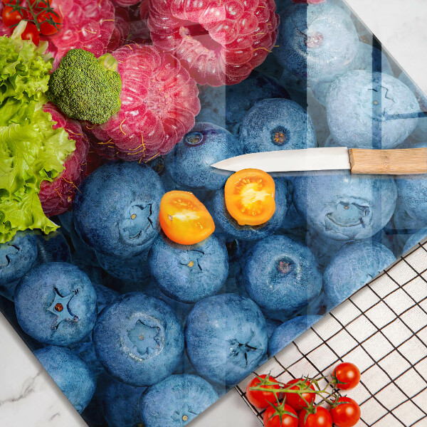 Sklenená doska na krájanie Plody maliny a čučoriedky