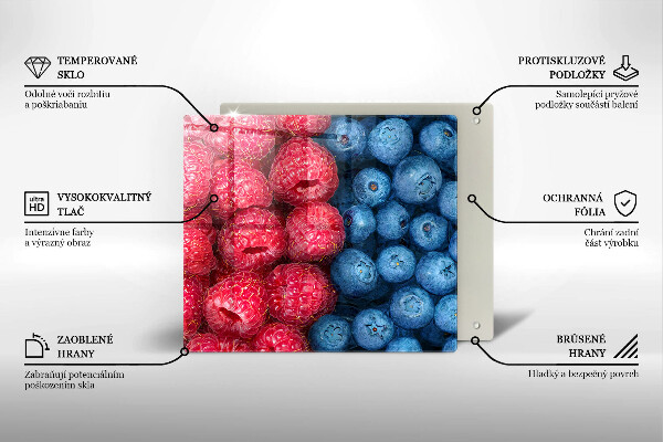 Sklenená doska na krájanie Plody maliny a čučoriedky