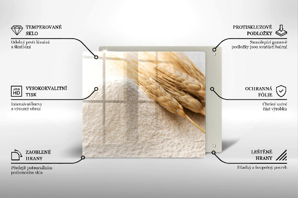 Sklenená doska na krájanie Múka a obilné klasy