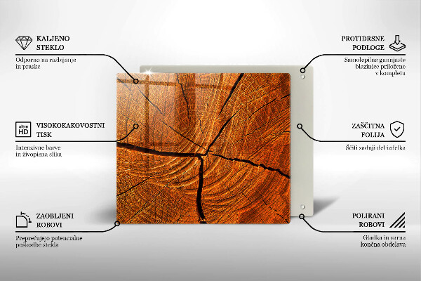 Sklenená doska na krájanie Drevená konštrukcia kmeňa