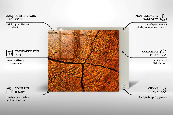 Sklenená doska na krájanie Drevená konštrukcia kmeňa