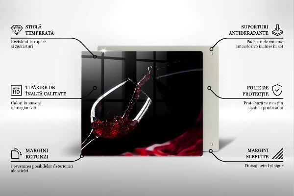 Sklenená doska na krájanie Pohárik červeného vína