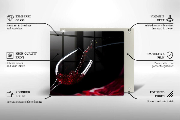 Sklenená doska na krájanie Pohárik červeného vína