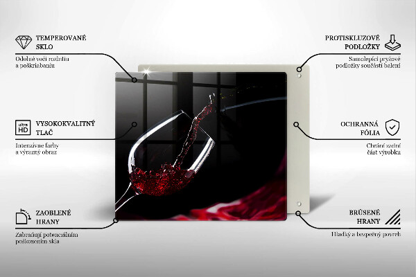 Sklenená doska na krájanie Pohárik červeného vína