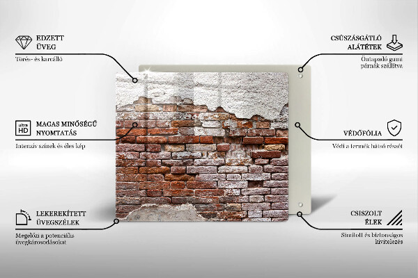 Sklenená doska na krájanie Stará tehlová a betónová stena