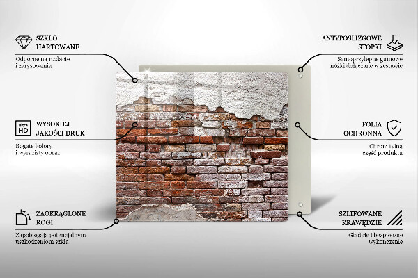 Sklenená doska na krájanie Stará tehlová a betónová stena