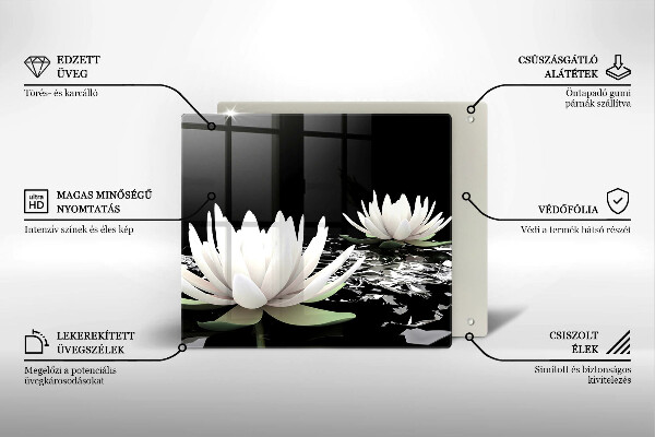 Sklenená doska na krájanie Biele ľalie na vode