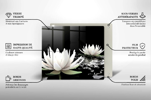 Sklenená doska na krájanie Biele ľalie na vode