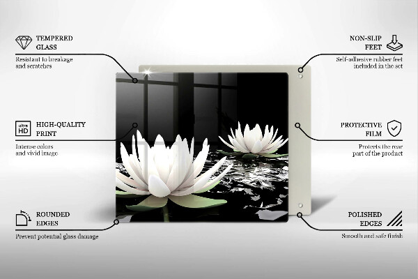 Sklenená doska na krájanie Biele ľalie na vode