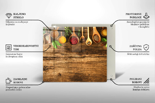 Sklenená doska na krájanie Drevené lyžice korenia