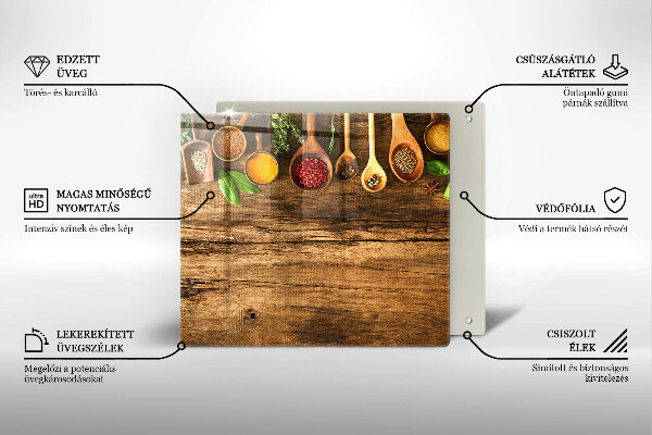 Sklenená doska na krájanie Drevené lyžice korenia