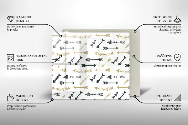Sklenená doska na krájanie Vzor boho šípok