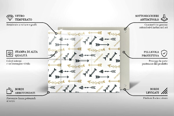 Sklenená doska na krájanie Vzor boho šípok