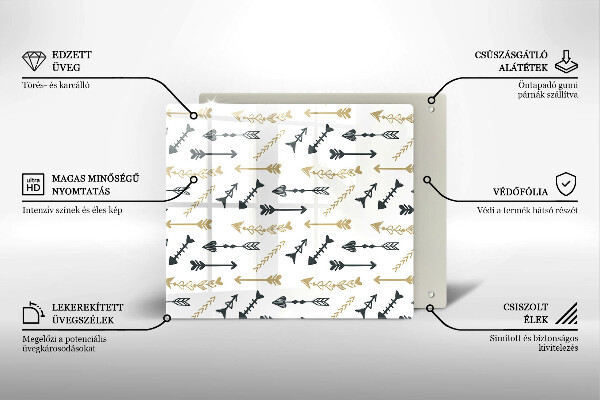 Sklenená doska na krájanie Vzor boho šípok