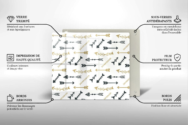 Sklenená doska na krájanie Vzor boho šípok