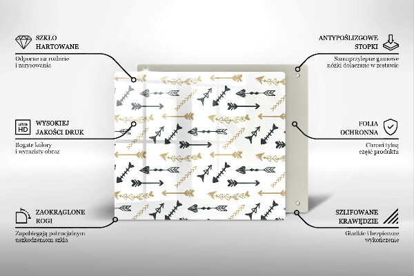 Sklenená doska na krájanie Vzor boho šípok