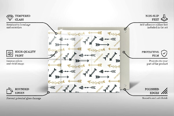 Sklenená doska na krájanie Vzor boho šípok