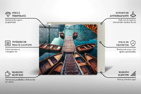 Sklenená doska na krájanie Lode na jazere