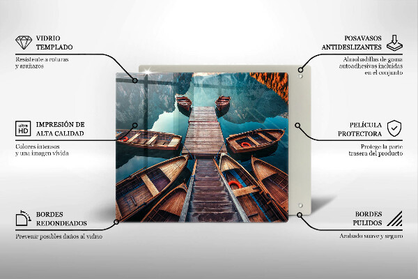 Sklenená doska na krájanie Lode na jazere