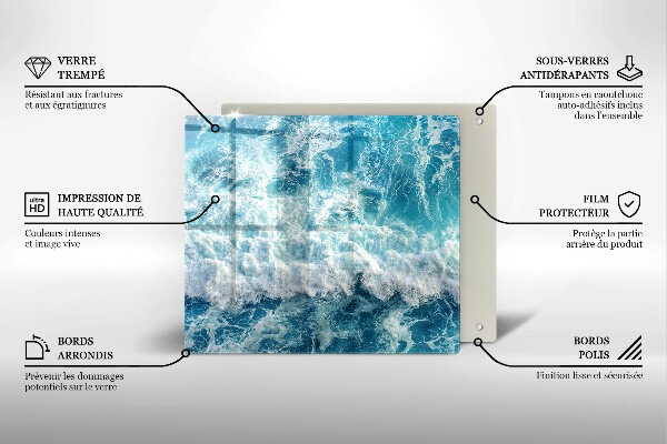 Sklenená doska na krájanie Vlny morskej vody