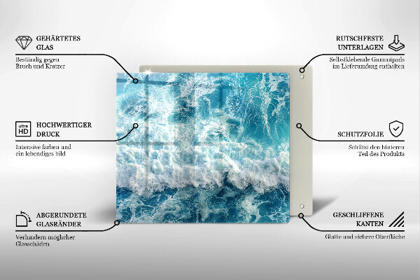 Sklenená doska na krájanie Vlny morskej vody