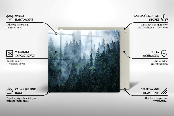 Sklenená doska na krájanie Lesné stromy a hmla