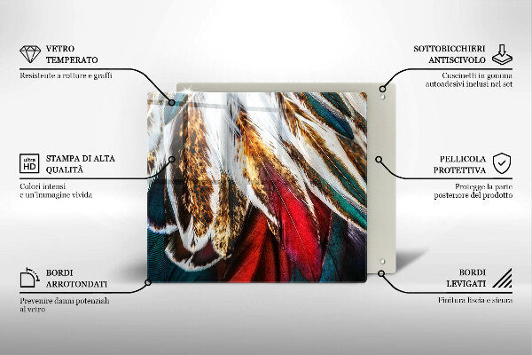 Sklenená doska na krájanie Boho vtáčie perie