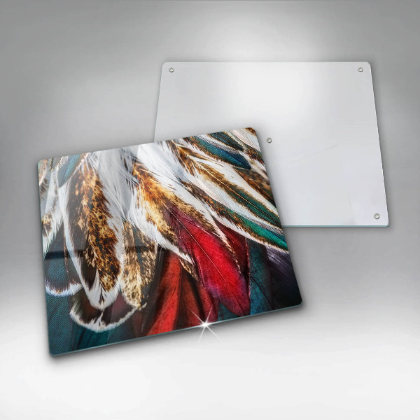 Sklenená doska na krájanie Boho vtáčie perie