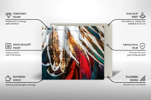 Sklenená doska na krájanie Boho vtáčie perie