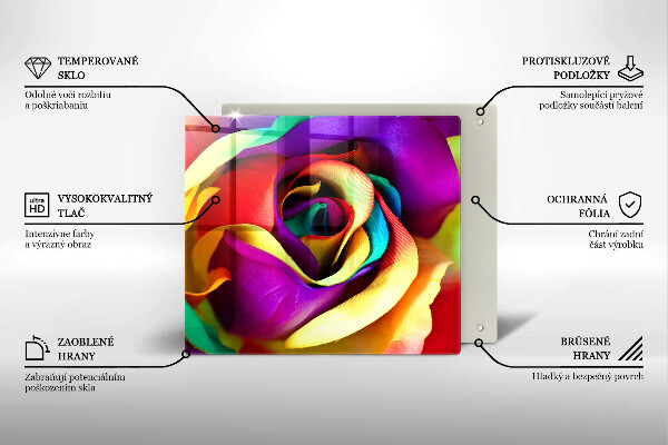 Sklenená doska na krájanie Farebné lupene ruží