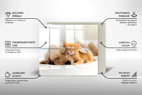 Sklenená doska na krájanie Zvieratá pes a mačka