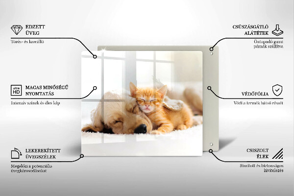 Sklenená doska na krájanie Zvieratá pes a mačka