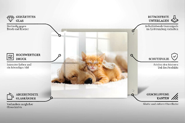 Sklenená doska na krájanie Zvieratá pes a mačka