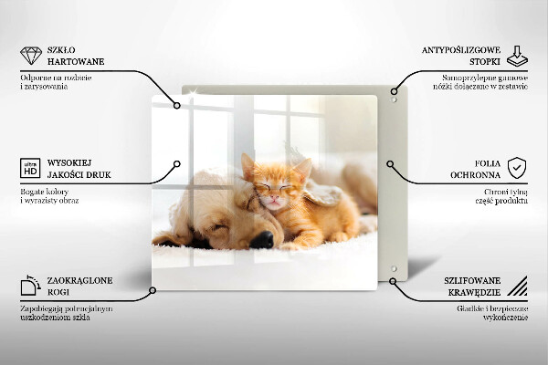 Sklenená doska na krájanie Zvieratá pes a mačka