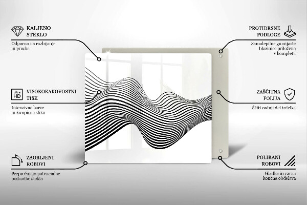 Sklenená doska na krájanie Lineárna abstrakcia