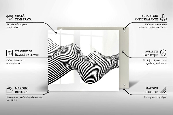 Sklenená doska na krájanie Lineárna abstrakcia