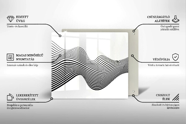 Sklenená doska na krájanie Lineárna abstrakcia