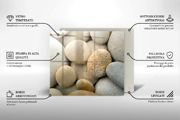 Sklenená doska na krájanie Vzor oválnych kamienkov