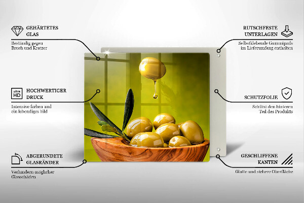 Sklenená doska na krájanie Chutné olivy