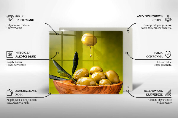 Sklenená doska na krájanie Chutné olivy