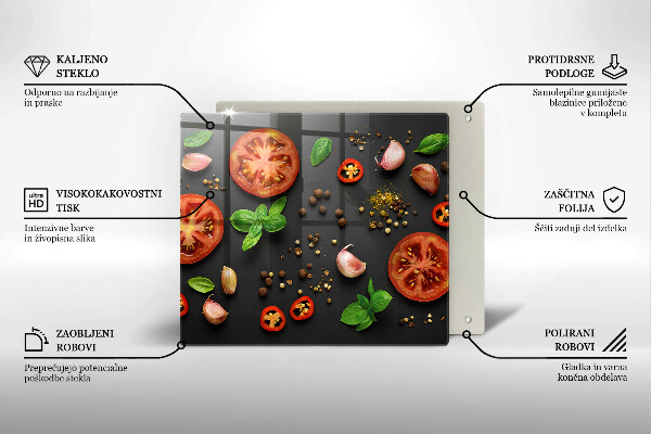 Sklenená doska na krájanie Paradajky a korenie