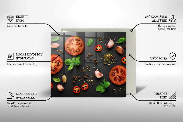 Sklenená doska na krájanie Paradajky a korenie