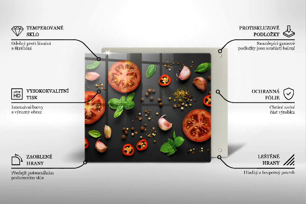 Sklenená doska na krájanie Paradajky a korenie